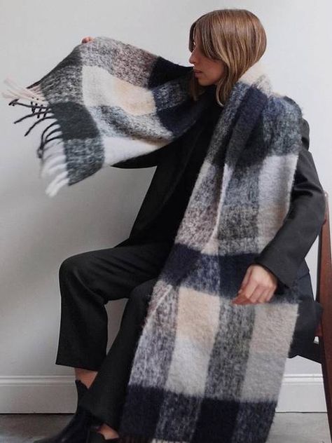 I'll Be Living In These 8 Staples While I Work From Home | Who What Wear UK Sweata Weatha, How To Wear A Blanket Scarf, Work From Home Outfit, Cold Fashion, Scarf Outfit, Cashmere Wrap, Blanket Scarf, Home Outfit, A Blanket