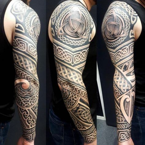 101 Best Celtic Half Sleeve Tattoo Ideas That Will Blow Your Mind! 13 Outsons Celtic Half Sleeve Tattoo, Celtic Half Sleeve, Warrior Sleeve Tattoo, Irish Sleeve Tattoo, Celtic Warrior Tattoos, Celtic Band Tattoo, Half Sleeve Tattoo Ideas, Celtic Sleeve Tattoos, Celtic Tattoos For Men