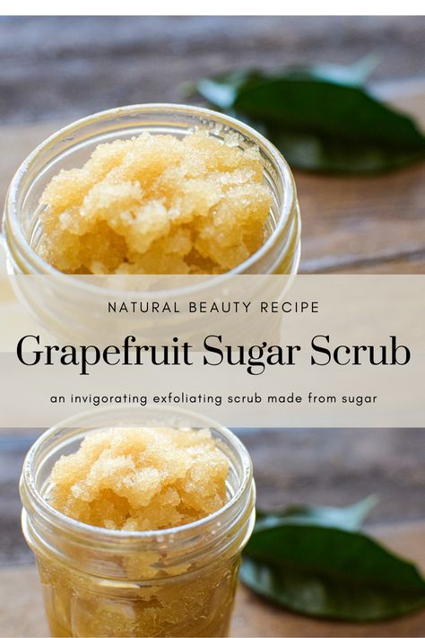 This Grapefruit Sugar Scrub is an invigorating exfoliate that works great anywhere on the body. Give it out as a gift or make for yourself as a spa experience at home. Grapefruit sugar scrub is a simple sugar scrub to make with few ingredients. Learn how to make this grapefruit sugar scrub with full recipe and links to items you might need. #grapefruitsugarscrub #sugrarscrubs #naturalbeautycare Simple Sugar Scrub, Easy Sugar Scrub, Olive Oil Skin, Natural Dry Shampoo, Natural Eye Cream, Scrub Diy, Shampoo Recipe, Body Scrub Recipe, Simple Sugar