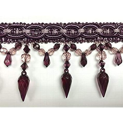 4" Crystal Beaded Tassel Fringe Trim TF-32/29-27 Purple & Lilac (Sold by the yard) Body Chain Fashion, Fabric Curtains, Golden Lace, Rose Lace, Chain Fashion, Purple Fabric, Gold Lace, Beaded Trim, Beaded Fringe