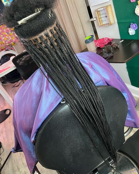 Book this style under: Sm. Box Braids (Standard Length.) Book Today link in bio as well : https://thehairmessiahllc.as.me/ #SendStars #starsforreels #sendstarstosupport #messiahhairglam #getphelltup #booknow #chicagobraider #forestparkbraider #boxbraids #braids #braider #smallboxbraids #braidideas #boxbraidstyles #SewInStyle #chicagobraidstyles #chicagotiktok #likeandshare #tellafriend #booknow #comment #share #smallbusiness #blackownership #blackowned #blackownbusiness #foryo... Brick Layer Parting Braids, Small Traditional Box Braids, Traditional Box Braids, Scalp Braids, Lemonade Braids Hairstyles, Small Box Braids, Lemonade Braids, Faux Locs Hairstyles, Box Braids Styling