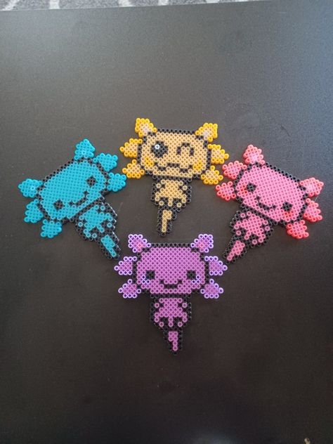 Glow in the dark axolotl perler beads Glow In The Dark Perler Bead Patterns, Axolotl Party, Perler Projects, Kandi Ideas, Easy Pixel Art, Hamma Beads, Fuse Bead Patterns, Pixel Art Templates, Art Templates