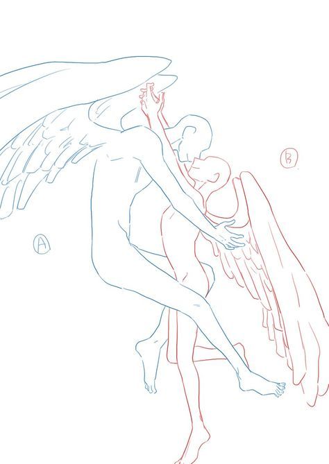 People With Wings, Anime Hug, Couple Drawing, Wings Drawing, Poses References, Anime Drawings Tutorials, Couple Drawings, Art Poses, Anime Poses Reference