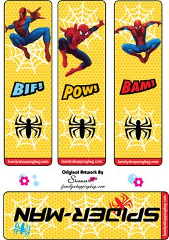 Spiderman Banner, Spiderman Printables, Topper Spiderman, Disney Bookmarks, Library Bookmarks, Spiderman Stickers, Nerdy Valentines, Free Printable Bookmarks, Penanda Buku