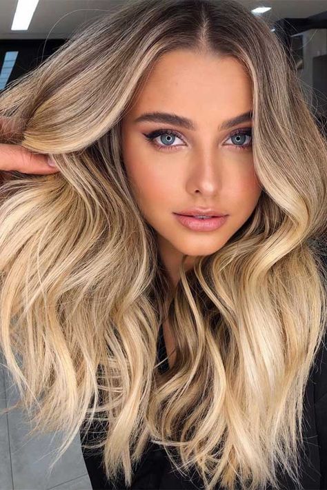 beige blonde hair color , hair color ideas #haircolor #blondehair balayage hair color, blonde balayage #balayage Light Brown Hair Root Smudge, Neutral Blonde Hair Dark Roots, Mousey Blonde Hair Balayage, Root Fade Blonde Balayage, Melted Blonde Hair, Balayage Blonde Hair Dark Roots, Dark Eyebrows Blonde Hair, Blonde Hair Ideas For Pale Skin, Spring Balayage Blonde