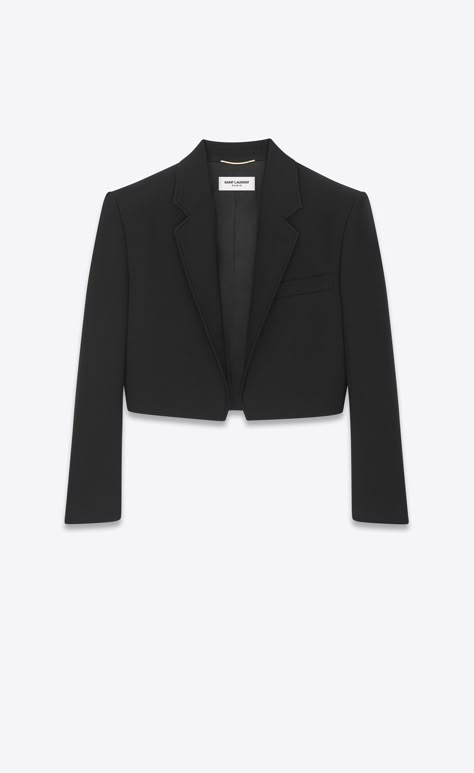 Ysl Jacket Women, Ysl Blazer Women, Blazer Jacket Outfits For Women, Saint Laurent Crop Top, Cropped Jackets For Women, Ysl Clothes Women, Crop Blazer Outfits For Women, Cropped Blazer Outfit Classy, Crop Jackets For Women