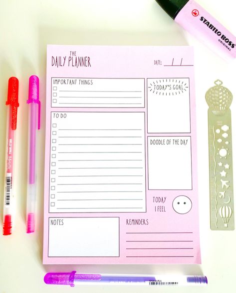 Daily Planner Design Ideas, To Do List Ideas For Study, Cute Notepad Printables, Daily To Do List Ideas, Planner To Do List Ideas, Daily Planner Ideas, Daily Planner Diy, Planer Organisation, Bullet Journal Starter Kit