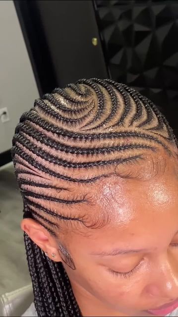 Recent Hairstyles Braids, Freestyle All Back Cornrows, Braids At Top Weave In Back, All Backs Braids, Simple Cornrows With Natural Hair, Straight Back Styles For Black Women, Pushback Carrot Hairstyles, Hairstyles Straight Back Braids, Mini Feed In Braids Cornrows