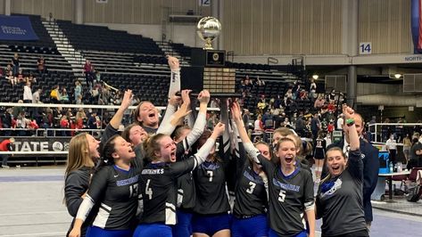 Oakesdale Nighthawks win 1B volleyball state championship | krem.com Volleyball Pics, Volleyball Championship, State Champs, Volleyball Pictures, 2024 Vision, World Championship, Volleyball, Basketball Court, Vision Board