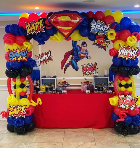 Superman Balloon Garland, Superman Birthday Party Decorations, Super Hero Party Decorations, Superman Party Decorations, Birthday Superman, Superman Birthday Party, Superman Party, Superman Birthday, Lions Club