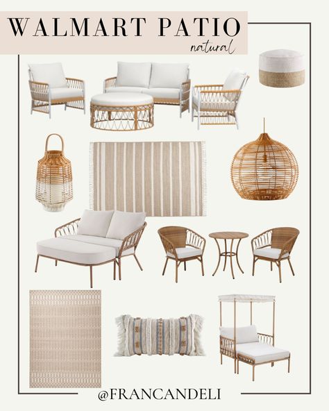 Rattan Patio Furniture Ideas, Neutral Balcony Decor, Neutral Patio Furniture, Beige Patio Furniture Decor, Wicker Patio Furniture Decor, Patio Sofa Outdoor, Amazon Outdoor Furniture, Neutral Patio Decor Ideas, Outdoor Patio Furniture Ideas Layout