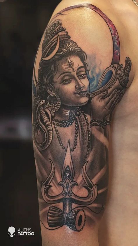 Best Religious Tattoo Collection Ever | Aliens Tattoo Tattoos On Your Hand, Mahadev Tattoo Designs, Lord Shiva Tattoo, Shiva God, Aliens Tattoo, Kali Tattoo, Mahadev Tattoo, Krishna Tattoo, God Tattoo