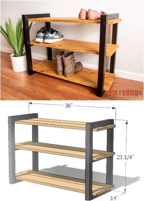 Shoes Rack Diy, Shoe Stand Diy, Diy Shoe Bench, Homemade Shoe Rack, Make A Shoe Rack, Shoe Shelf Diy, Diy Shoe Rack Ideas, Shoe Rack Ideas, Industrial Shoe Rack