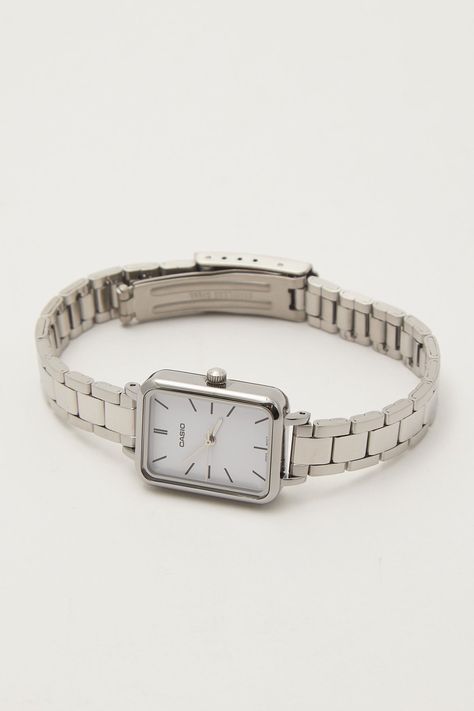 Casio Ltp-V009D-7E Ladies Analogue Watch Silver - Accessories Watch Casio Women, Nice Watches For Women, Women Vintage Watch, Silver Vintage Watch, Dainty Silver Watch, Casio Silver Watch, Casio Watch Aesthetic, Small Watches Women, Silver Watch Women