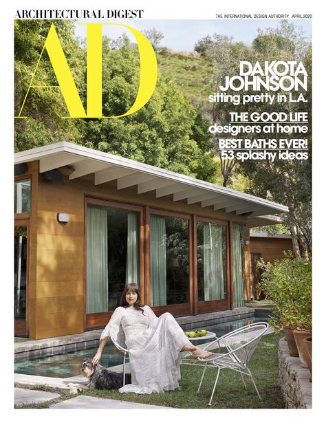 Dakota Johnson's April 2020 Architectural Digest Cover Dakota Johnson House, Architectural Digest Magazine, Johnson House, Hollywood Hills Homes, Top Architects, Magazine Ad, Ponds Backyard, Best Bath, Los Angeles Homes