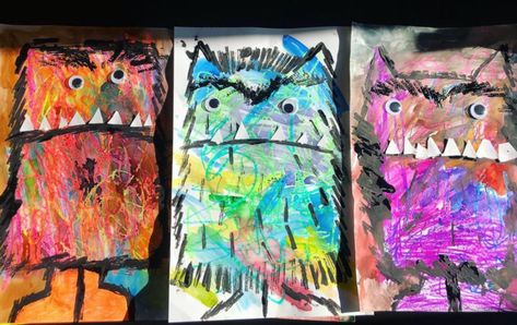 Scribble Monster, Adapted Art, Special Needs Art, Color Art Lessons, Halloween Art Projects, Kindergarten Art Lessons, Kindergarten Art Projects, Fall Art Projects, 3rd Grade Art