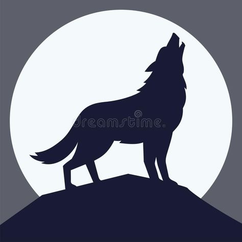 Wolf And Moon Silhouette, Wolf Images Art, Wolf Silloettes, Wolf Shadow Drawing, Howling Wolf Illustration, Teepee Silhouette, Wolf And Moon Drawing, Wolf Silhouette Painting, Wolf Painting Easy