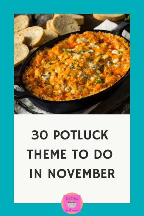 Celebrate the season of gratitude and good food with our '30 Potluck Themes for November'! From Thanksgiving-inspired feasts to warm and cozy soup potlucks, these themes will make every gathering feel like a special occasion. Each day in November presents a new reason to come together with loved ones and share delicious food. Explore the pin for a cornucopia of inspiration and make this November a memorable month of gatherings! #PotluckThemes #NovemberFeasts #FallEntertaining Teacher Potluck Themes, November Bunco Themes, Potluck Themes For Work, Potluck Theme Ideas, Potluck Themes, Parfait Bar, Bunco Themes, Season Of Gratitude, Monthly Celebration