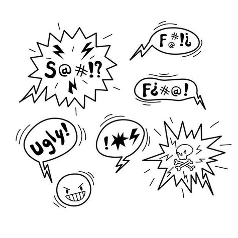 Speech Bubble Tattoo, Bubble Tattoo, Word Doodles, Word Symbols, Word Bubble, Swear Words, Text Tattoo, Swear Word, Cloud Drawing