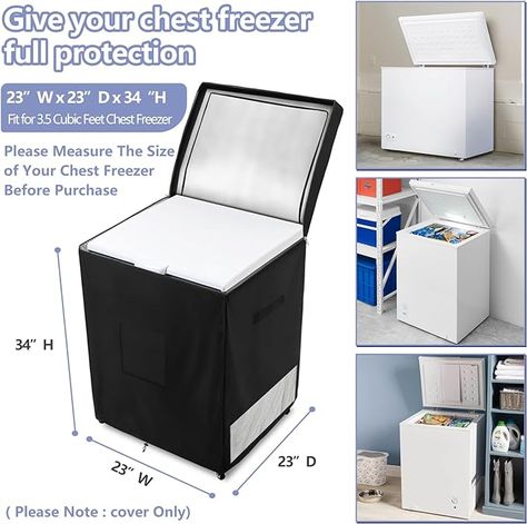 Outdoor Deep Freezer Cover,Heavy Duty 600D 100% Waterproof Chest Freezer Cover,Freezer Covers for Outside 3.5 Cubic Chest Freezer,Top Can Be Opened by Zipper(23"W x 23"D x 34"H,Black) Chest Freezer Cover, Deep Freezer Cover, Deep Freezer, Chest Freezer, Food Shop, X 23, Heavy Duty, The Outsiders, The 100