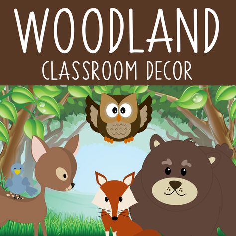 Woodland animal theme - Classroom Decor by ARTrageous Fun on Teachers Pay Teachers Woodland Animal Bulletin Board Ideas, Woodland Classroom Theme Bulletin Boards, Woodland Forest Classroom Theme, Woodland Preschool Classroom, Forest Theme Classroom Decorations, Woodland Themed Classroom, Woodland Bulletin Board Ideas, Woodland Animals Bulletin Board, Forest Classroom Theme