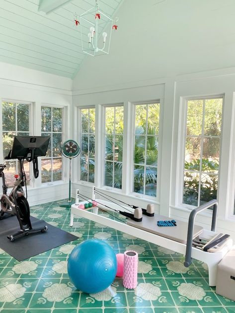 Workout Favorites Workout Room Ideas Home, Sunroom Office, Getting Motivated, Home Gym Basement, House Gym, Working Out At Home, Garage Addition, Basement Gym, Room Gym