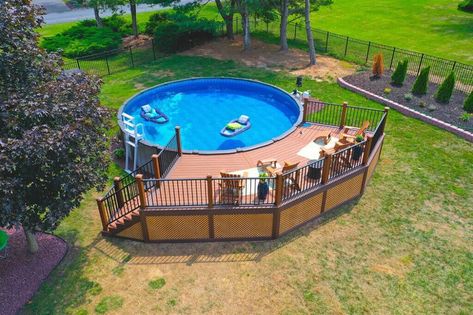 Decks For Round Above Ground Pools, Decks For Above Ground Pools, Small Above Ground Pool, Decks Around Pools, Pool Deck Decorations, Inground Pool Landscaping, Pool Deck Plans, Pool Deck Ideas, Best Above Ground Pool