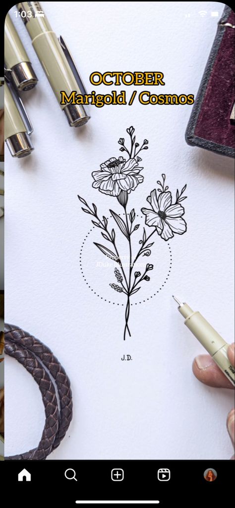 October And June Birth Flower Tattoo, October Birthday Flower Tattoo, October Flower Spine Tattoo, August And October Flower Tattoo, October Birth Flowers Tattoo, October Birth Flower Tattoo Ideas, October Birth Flower Drawing, May And October Flower Tattoo, October Tattoo Ideas Symbols