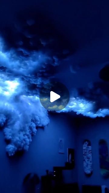 Cloud Home Decor, Diy Lightning Cloud Ceiling, Storm Cloud Ceiling, Clouds On Ceiling, Led Clouds, Cloud Ceiling Diy Led Lights, Cloud Selling Led, Cloud Ceiling Bedroom, Led Lightning Cloud Ceiling