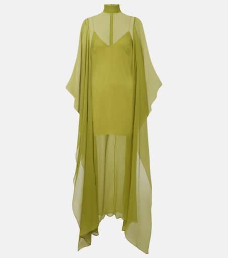 Lanzarote silk chiffon kaftan in green - Taller Marmo | Mytheresa Kaftan Wedding, Taller Marmo, Uzun Boy, Tall Maxi Dress, Chiffon Kaftan, Silk Kaftan, Formal Dresses Gowns, Overlay Dress, Lingerie Dress