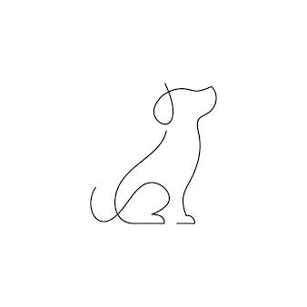 Premium Vector | Vector linear dog silhouette vector dog logo icon template Drawing Dog Cute, Dog Continuous Line Drawing, Labrador Line Tattoo, Line Drawing Of Dog, Simple Dog Doodle, Cute Vector Icons, Dog Line Illustration, Animal Silhouette Tattoo, One Line Dog Drawing