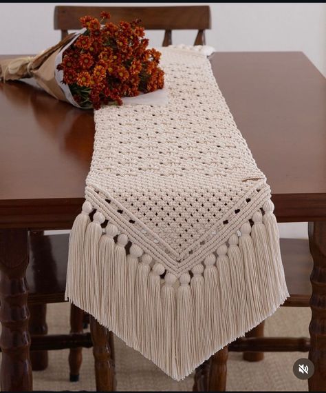 Macrame Table Runner Diy Tutorial, Functional Macrame, Macrame Hanging Chair, Free Macrame Patterns, Table Runner Diy, Macrame Table, Macrame Table Runner, Bed Frame Design, Cute Dress Outfits