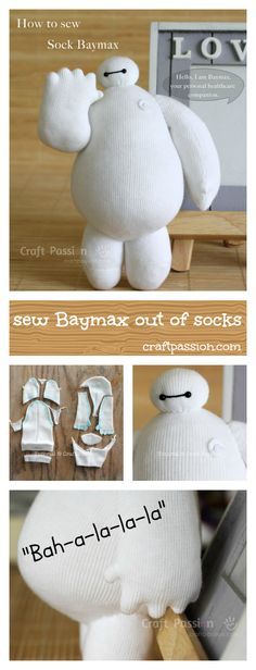 Cute Robot, Sock Doll, Sock Dolls, Sock Toys, Sock Crafts, Beginner Sewing Projects Easy, Sock Animals, Baymax, Hero 6