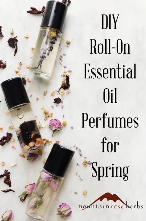 How to make rollerball essential oil perfumes for spring with three floral essential oil blend recipes. Natural fragrance blends for your roll on bottles. Perfumes containing essential oils are a bit different. Since these formulations are generally applied sparingly and to localized areas, you may choose to use a higher proportion of them to allow your aroma blends to shine! Six lovely natural essential oil recipes for beautiful fragrant spring inspired blends! Essential Oil Perfume Blends, Recipes For Spring, Essential Oil Perfumes Recipes, Homemade Perfume, Mandarin Essential Oil, Floral Essential Oils, Essential Oil Roller Balls, Neroli Essential Oil, Perfume Recipes