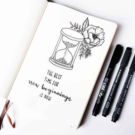 70 incredibly pretty floral bullet journal spreads | My Inner Creative Importance Of Time Drawing, Quote Doodles Journals, Hourglass Quotes, Quote With Drawing, Quotes With Drawings Doodles, Quotes With Drawing, Drawing Quotes Creativity, Quotes About Drawing, Quotes With Drawings