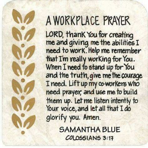 A Workplace #Prayer Workplace Prayer, Prayer For Workplace, Work Prayers, Prayer For Work, The Carpenters, Prayer Closet, Prayer Changes Things, Prayer Times, Prayer Life