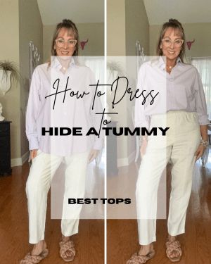 Flattering tops to Hide a Tummy Outfits Tummy Hide, Tummy Hiding Tops, Outfits For Pooch Belly, Clothes For Women With Bellies, Round Tummy Outfit, Style For Big Belly Women, Hide Midsection Outfits Style, Fall Outfits To Hide Muffin Top, Hiding Mommy Pouch Outfit