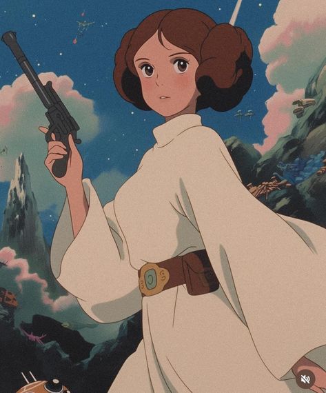 Star Wars Princess Leia, Studio Ghibli Art, Ghibli Art, Princess Leia, Star Wars Universe, Miyazaki, Star Wars Art, Studio Ghibli, Drawing Reference