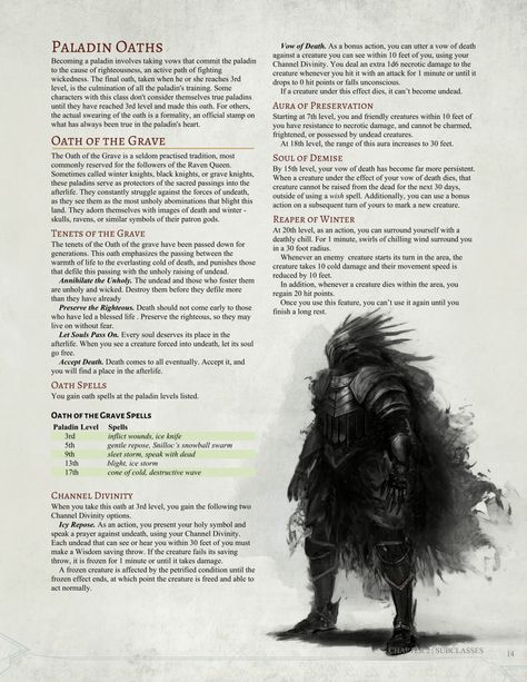 Oath of the Grave Paladin by Jonoman3000  Paladin of the Raven Queen? Palidens Dnd, Oath Breaker Paladin Dnd, Dnd Homebrew Paladin Subclasses, Paladin Oaths Homebrew, Paladin Homebrew Oath, Dnd Paladin Oath Of Vengeance, Grave Cleric Dnd, Dnd 5e Paladin Oaths, Grave Cleric