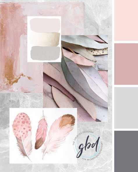 Blush and grey brand color palette. Branding for Women Entrepreneurs. Girlboss custom branding, consulting, Wordpress web design and more.  #logodesign #colorpalette #webdesign #girlboss  #romantic Blush And Grey Office, Pastry Branding, Branding Consulting, Aesthetics Logo, Color Palette Branding, Silver Color Palette, Blush Color Palette, Palette Challenge, Table Box