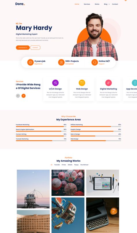 Personal Portfolio WordPress Theme Digital Marketer Portfolio, Portfolio Landing Page, Wordpress Portfolio, Custom Web Design, Digital Marketer, Wordpress Theme Design, Web Design Services, Personal Portfolio, Portfolio Templates