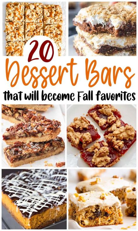 Book Club Treats Desserts, Easy Fall Finger Desserts, Fall Squares Recipes, Non Pumpkin Fall Desserts, East Fall Dessert Recipes, Autumn Dessert Bars, Prep Ahead Desserts, Fall Dessert Bars Easy, Fall Potluck Ideas Dessert