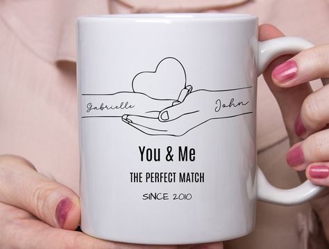 Couple Mug, Mug With Name, Wedding Gift For Couple, 1 Year Anniversary Gifts, Cute Coffee Cups, Personalised Gifts For Friends, Presents For Best Friends, Couple Mugs, Cute Coffee