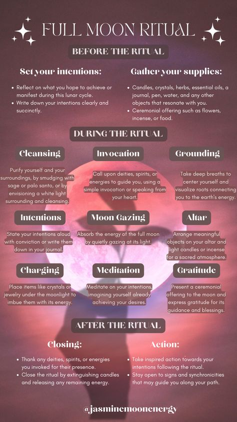 Unlock the power of the full moon with our step-by-step guide to a transformative ritual. Cleanse your space, connect with nature, and manifest your intentions under the moon's radiant glow. Perfect for spiritual seekers and those seeking to harness lunar energy for growth and manifestation. Experience the magic of the full moon like never before. Capricorn Full Moon Ritual 2024, May Full Moon Ritual, Manifest Full Moon, Full Moon Manifestation Prayer, Full Moon Rituals Spiritual, What To Release On A Full Moon, Release Ritual Full Moon, Recharge Crystals Full Moon, Moon Rituals Witchcraft