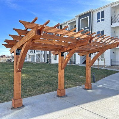 The Cantilevered Pergola Cantilever Shade Structure, Wood Pergola Ideas, Two Post Pergola, 2 Post Pergola, Cantilevered Pergola, Cantilever Pergola, Free Pergola Plans, Arizona Landscaping, Wood Pergola Kits