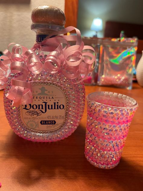 Bedazzled Alcohol Bottle 21st Birthday, Bling Tequila Bottle, Cute Liquor Bottles, Wine Bottle Glitter, Customized Alcohol Bottles, Blinged Alcohol Bottles, Sparkly Liquor Bottles, Bedazzled Don Julio Bottle, Sparkly Alcohol Bottles