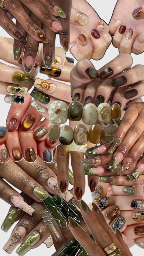 Earthy Nails, Nail Spot, Boho Nails, Earthy Aesthetic, Earthy Style, Nails Aesthetic, Aesthetic Green, Jewelry Tattoo, Boho Aesthetic