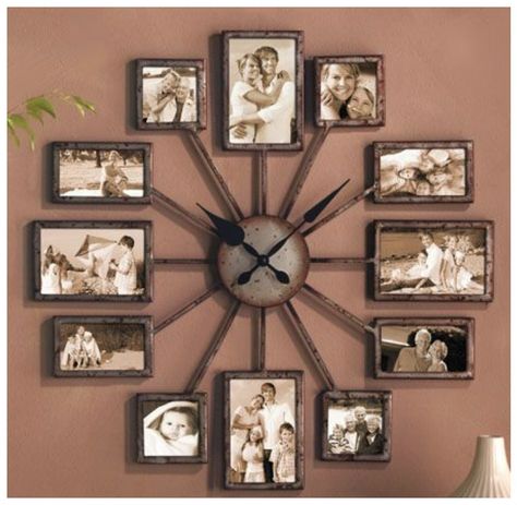 Unique Wall Clocks Large - Foter Family Wall Clock, Picture Clock, Photo Wall Clocks, Frame Wall Collage, Large Family Photos, Photo Clock, Wall Collage Decor, Family Picture Frames, Family Photo Wall