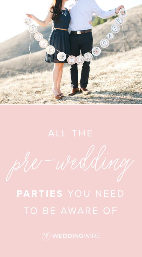 All the Pre-Wedding Parties You Need to Be Aware Of - From engagement parties to the rehearsal dinner, you’ll probably want to clear your schedule for the next few months! Read about all the pre-wedding events on WeddingWire! {Jasmine Lee Photography} Pre Wedding Events Timeline, Pre Wedding Party Invitations, Pre Wedding Party Ideas, Pre Wedding Events, Pre Engagement, Wedding Day Schedule, Bridal Events, Pre Wedding Party, Bride Bachelorette