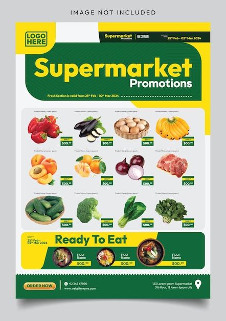 Supermarket promo flyer catalog template... | Premium Vector #Freepik #vector Grocery Discount Poster, Supermarket Offer Poster, Supermarket Catalogue Design, Supermarket Poster Design, Supermarket Catalogue, Sale Promotion Design, Supermarket Poster, Promo Flyer Design, Supermarket Flyer